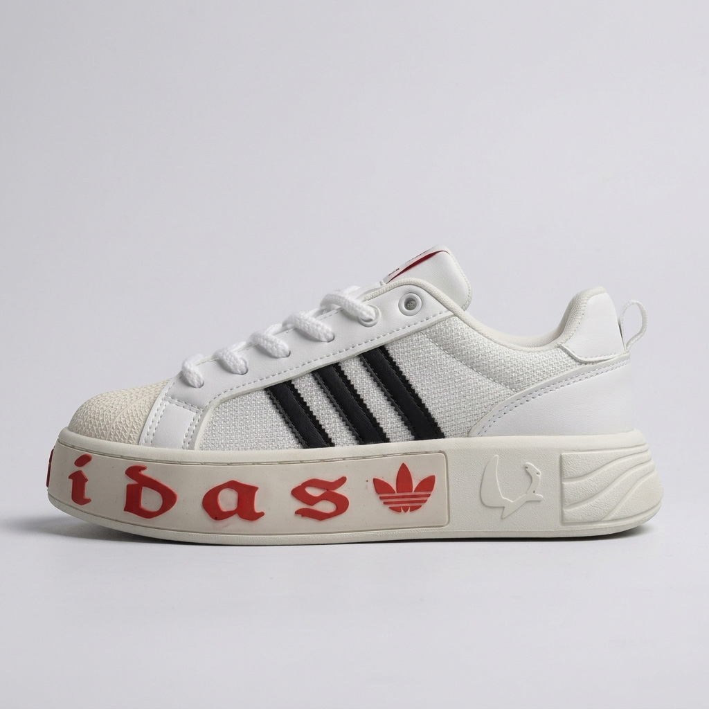 کتونی آدیداس VL Court Bold مردانه سفید قرمز کرم | Adidas VL Court Bold White Red