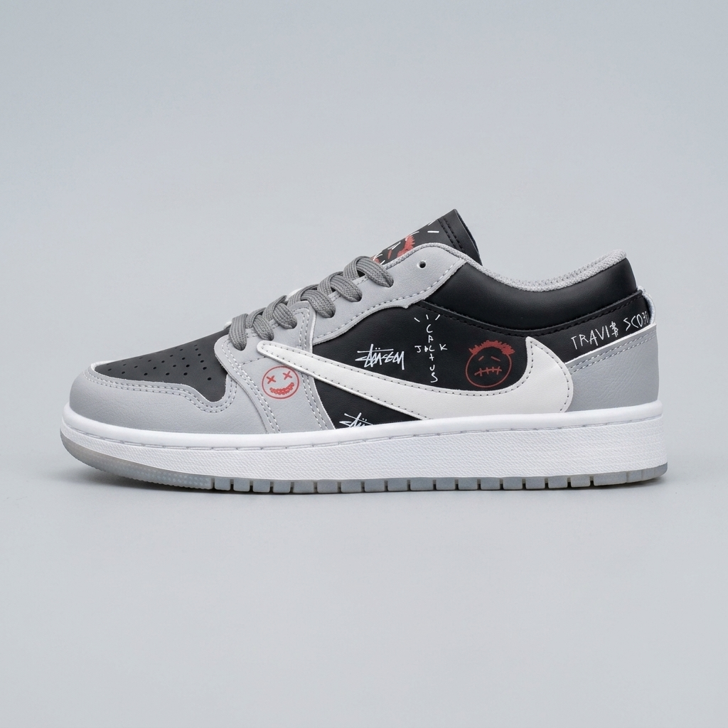 کتونی نایک ایر جردن 1 ترویس اسکات طوسی مشکی  | Nike Air Jordan 1 Low Travis Scott | 38-41