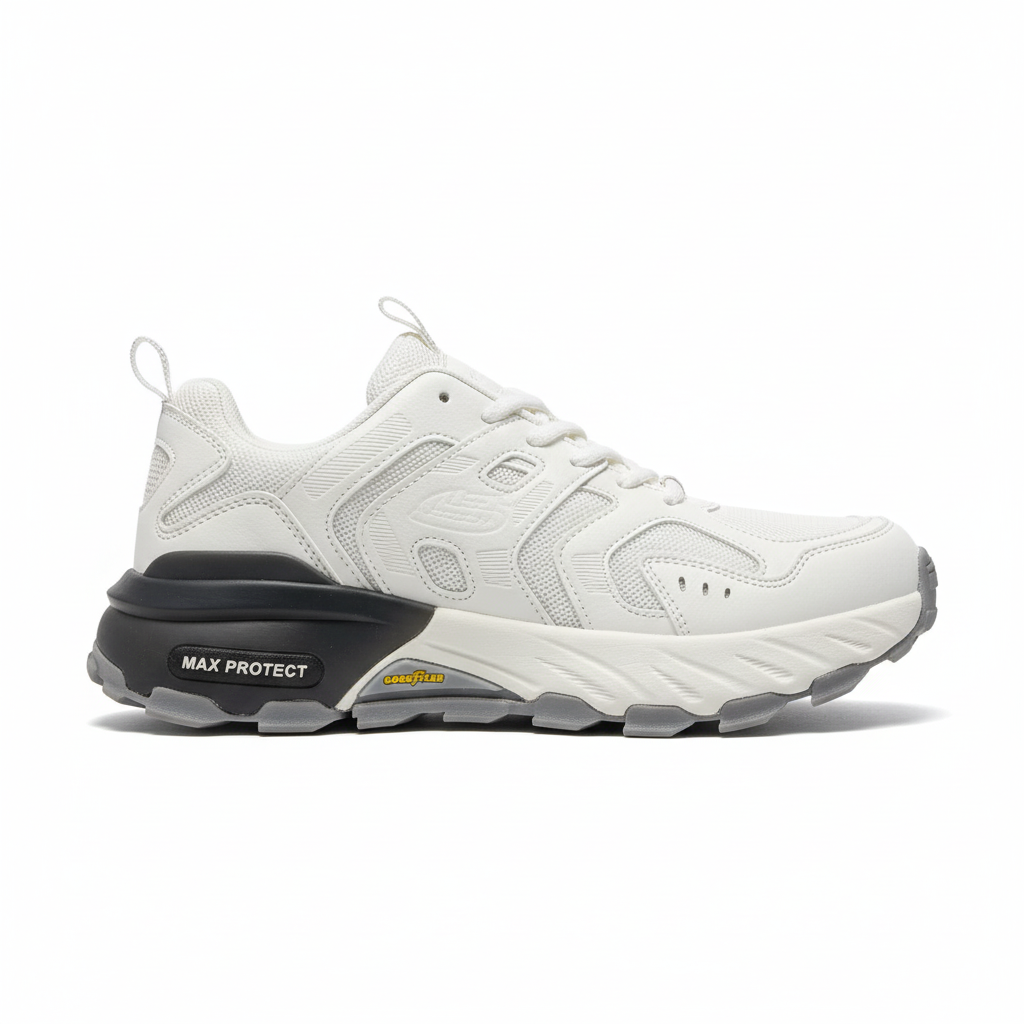 کفش کوهنوردی مردانه Skechers Max Protect سفید یخی مناسب طبیعت‌گردی و پیاده‌روی