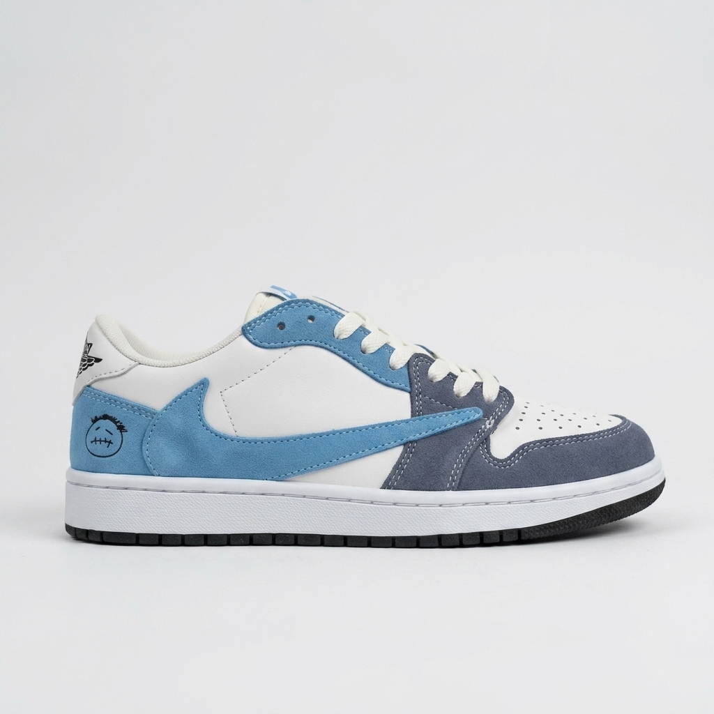 کتونی نایک ایر جردن 1 بدون ساق ترویس اسکات سفید آبی  | Nike Air Jordan 1 Low Travis Scott | 41-44