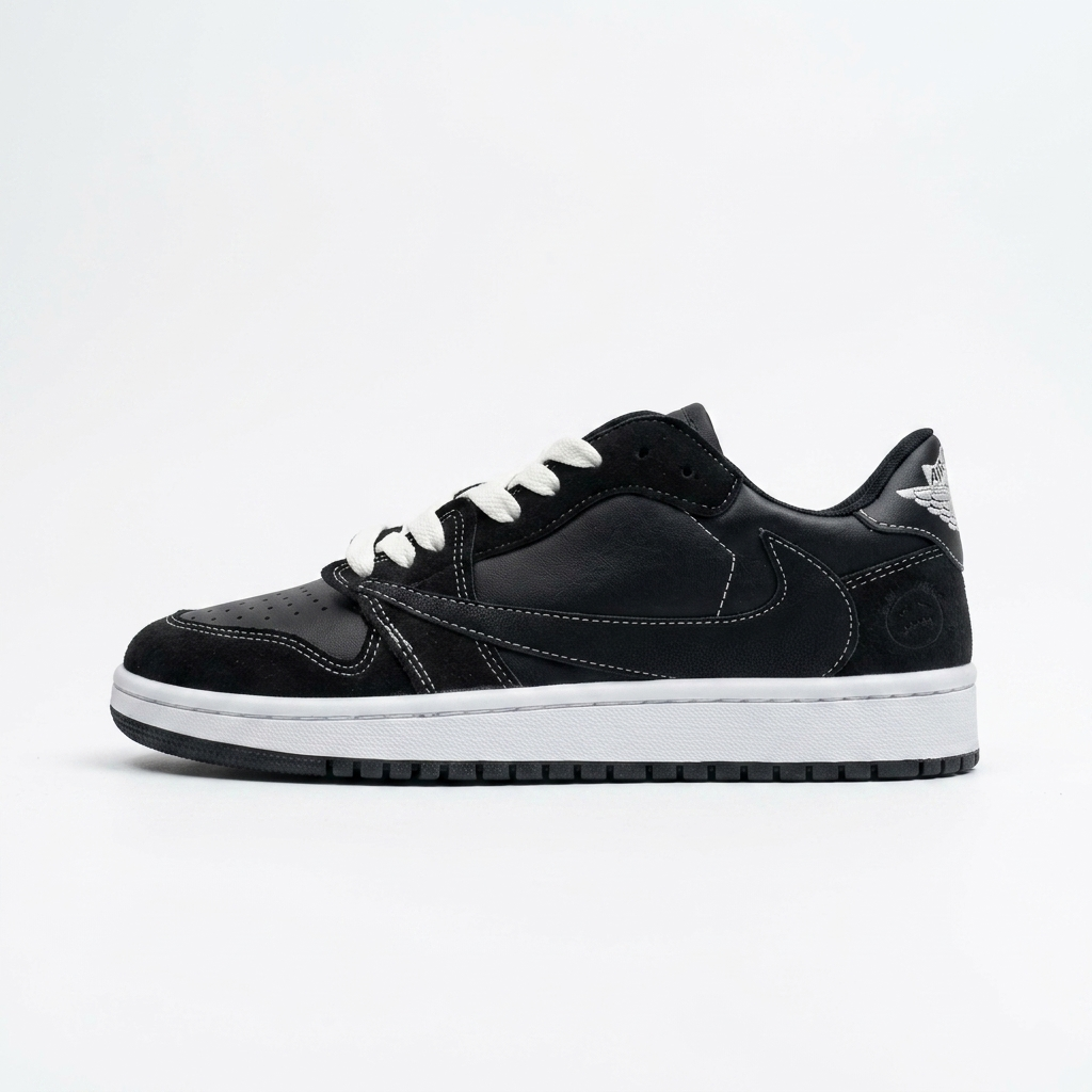 کتونی نایک ایر جردن 1 بدون ساق ترویس اسکات مشکی زیره سفید  | Nike Air Jordan 1 Low Travis Scott | 41-44