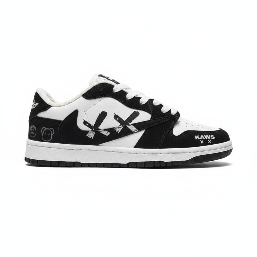کتونی نایک ایر جردن 1 بدون ساق ترویس اسکات سفید مشکی  | Nike Air Jordan 1 Low Travis Scott | 41-44