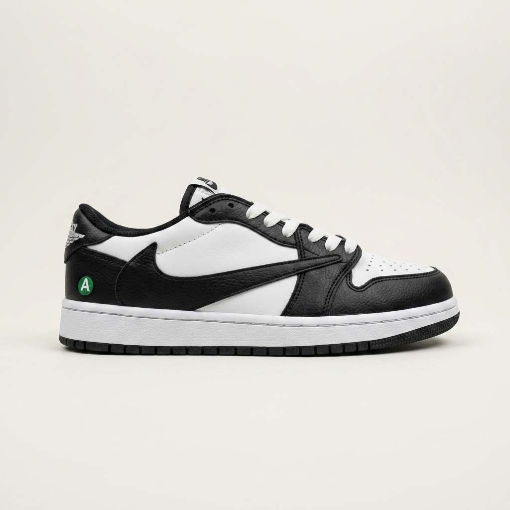 نایک ایر جردن 1 بدون ساق تراویس اسکات سفید مشکی (  Nike Air Jordan 1 Low Travis Scott BG )