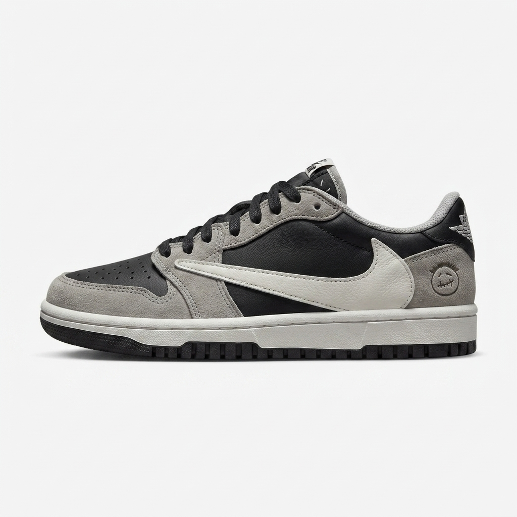 کتونی نایک ایر جردن 1 بدون ساق ترویس اسکات طوسی مشکی  | Nike Air Jordan 1 Low Travis Scott | 41-44