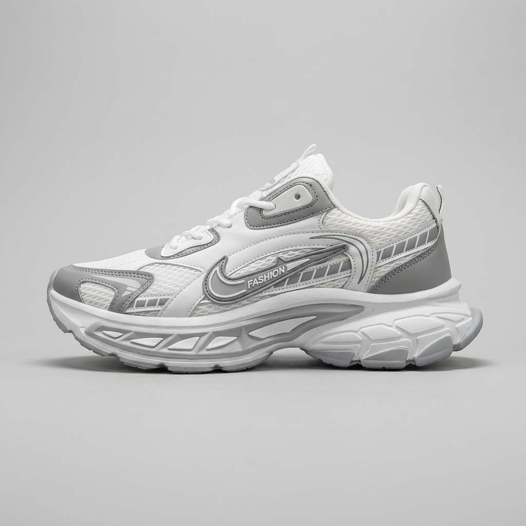 کتونی مردانه فشن سفید طوسی | Men's White Grey Fashion Sneakers